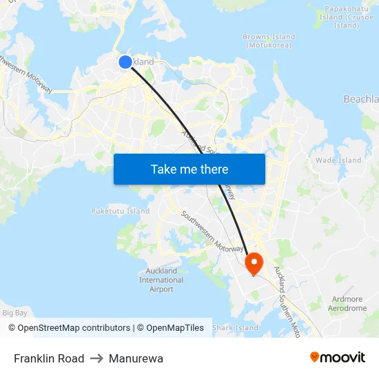 Franklin Road to Manurewa map