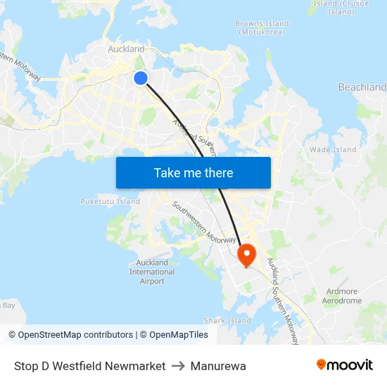 Stop D Westfield Newmarket to Manurewa map