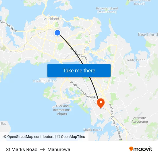 St Marks Road to Manurewa map