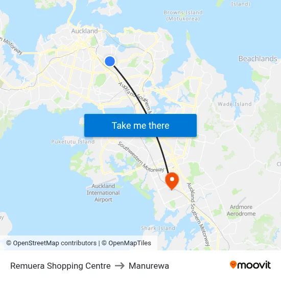 Remuera Shopping Centre to Manurewa map