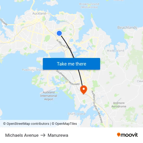 Michaels Avenue to Manurewa map