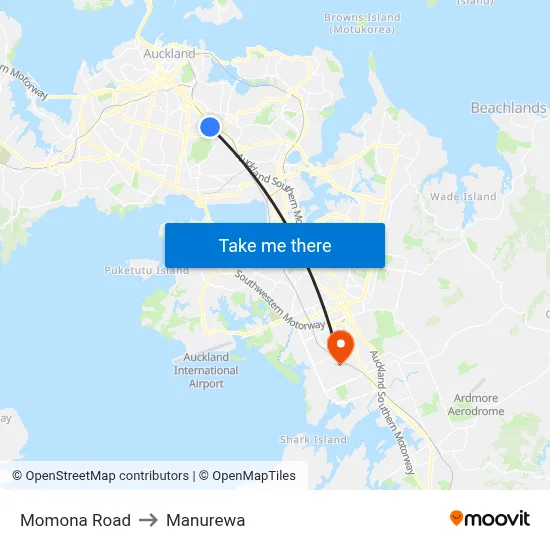 Momona Road to Manurewa map