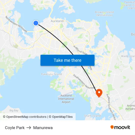 Coyle Park to Manurewa map