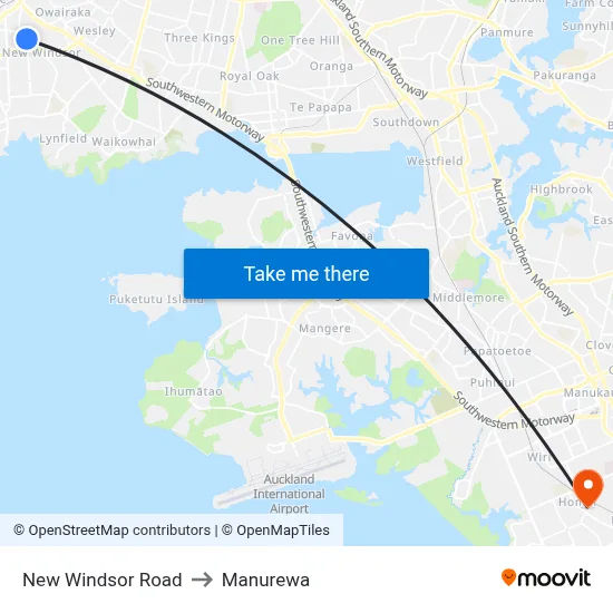 New Windsor Road to Manurewa map