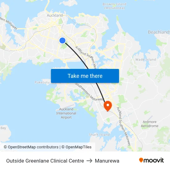 Outside Greenlane Clinical Centre to Manurewa map