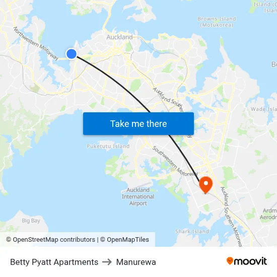 Betty Pyatt Apartments to Manurewa map