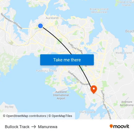 Bullock Track to Manurewa map