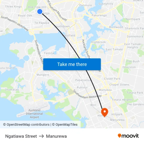 Ngatiawa Street to Manurewa map