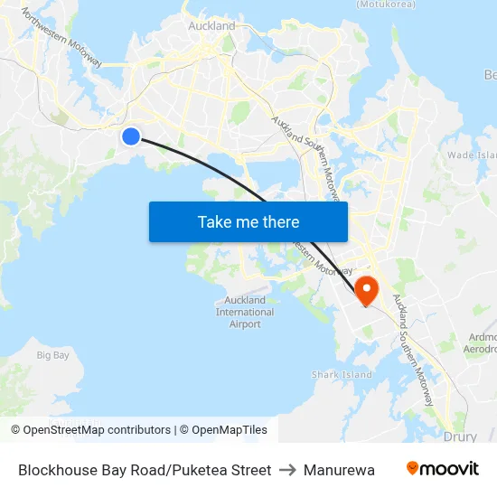 Blockhouse Bay Road/Puketea Street to Manurewa map