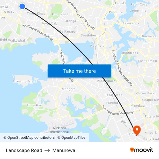 Landscape Road to Manurewa map