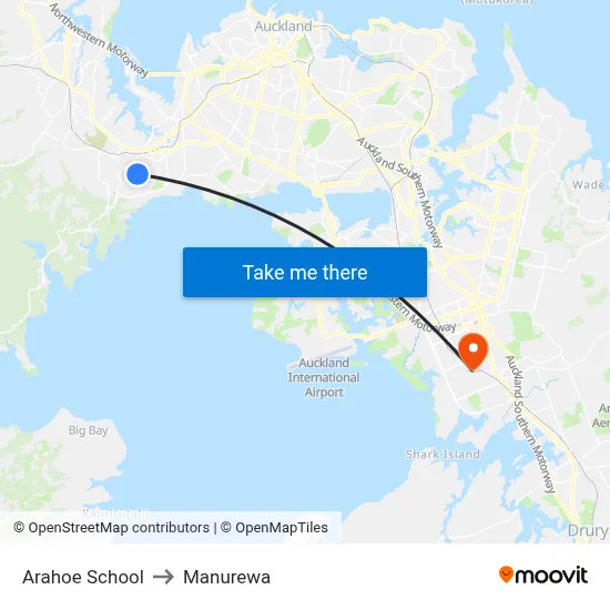 Arahoe School to Manurewa map