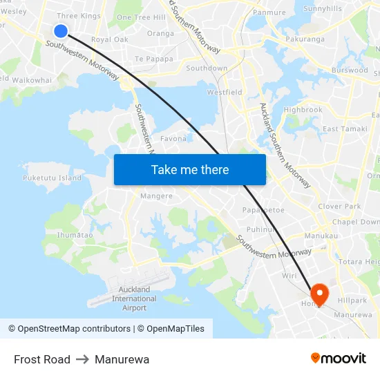 Frost Road to Manurewa map