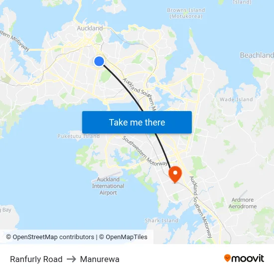 Ranfurly Road to Manurewa map