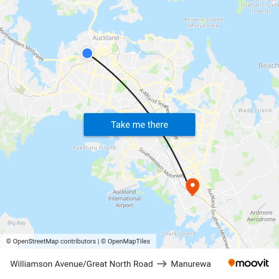 Williamson Avenue/Great North Road to Manurewa map