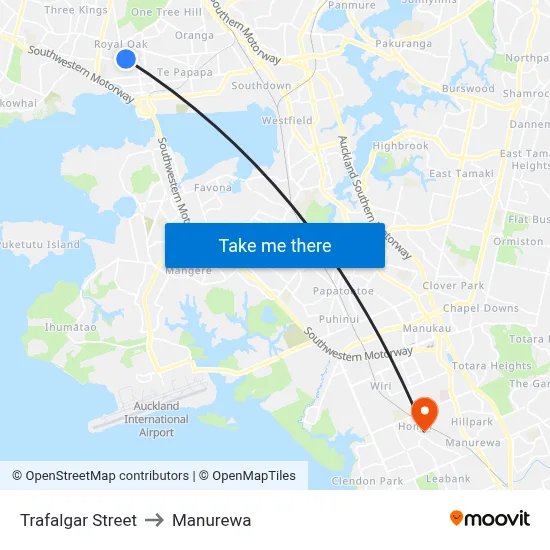 Trafalgar Street to Manurewa map