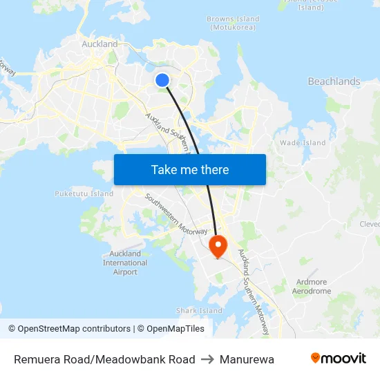 Remuera Road/Meadowbank Road to Manurewa map