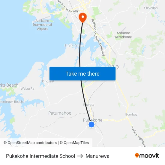 Pukekohe Intermediate School to Manurewa map