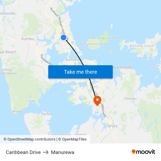 Caribbean Drive to Manurewa map