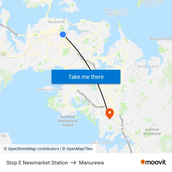 Stop E Newmarket Station to Manurewa map