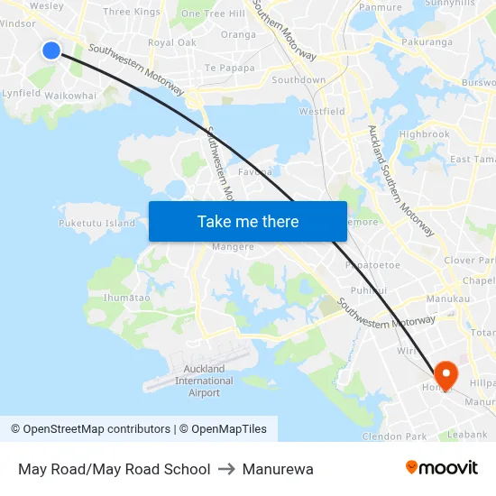 May Road/May Road School to Manurewa map