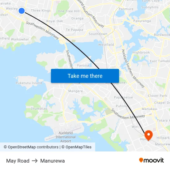 May Road to Manurewa map