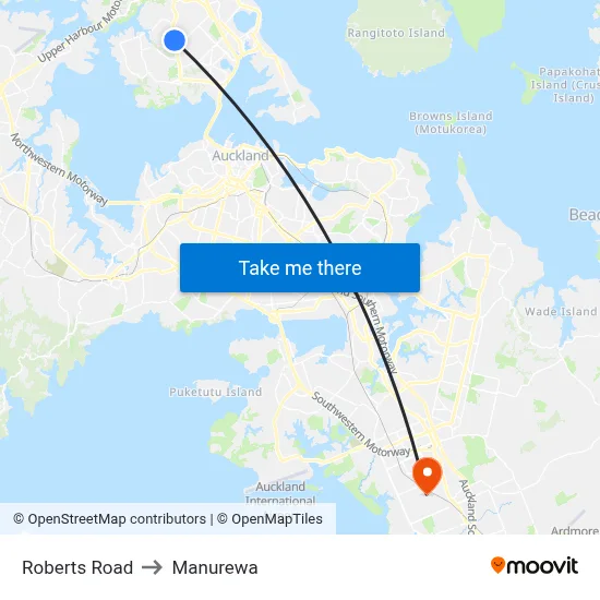 Roberts Road to Manurewa map