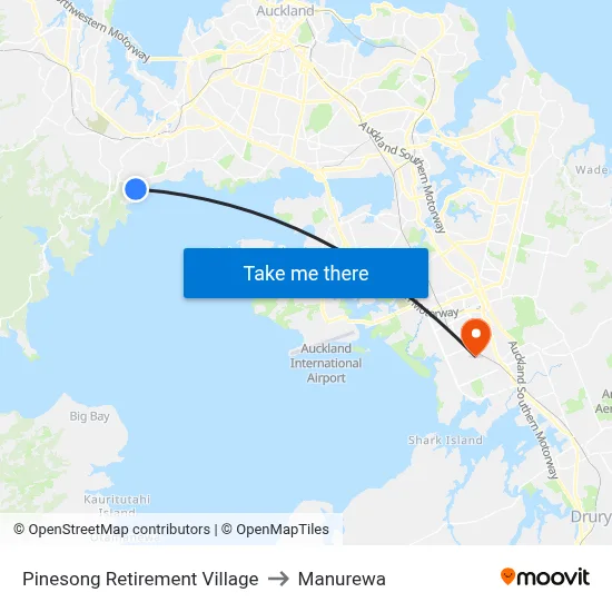 Pinesong Retirement Village to Manurewa map
