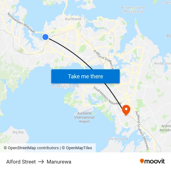 Alford Street to Manurewa map