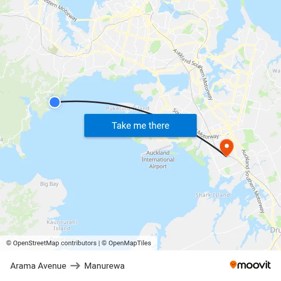 Arama Avenue to Manurewa map