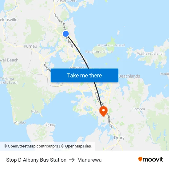 Stop D Albany Bus Station to Manurewa map