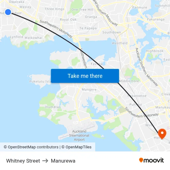 Whitney Street to Manurewa map