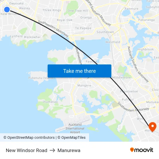 New Windsor Road to Manurewa map