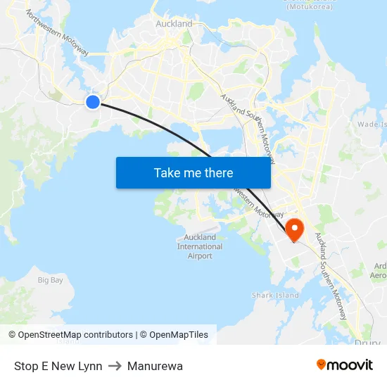 Stop E New Lynn to Manurewa map