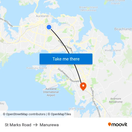 St Marks Road to Manurewa map