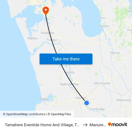 Tamahere Eventide Home And Village, Tamahere to Manurewa map