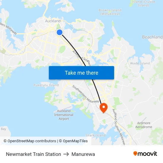 Newmarket Train Station to Manurewa map