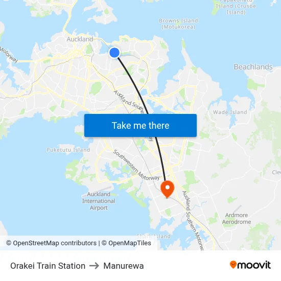 Orakei Train Station to Manurewa map