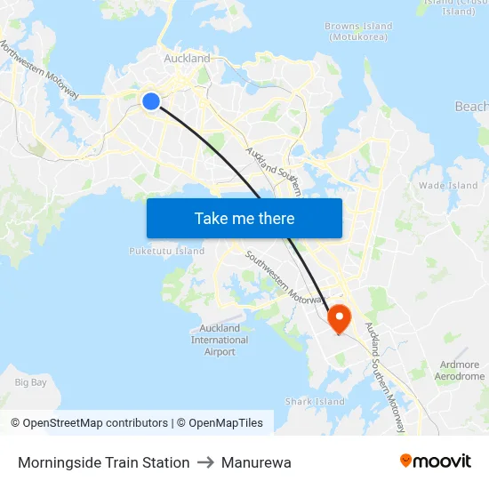 Morningside Train Station to Manurewa map