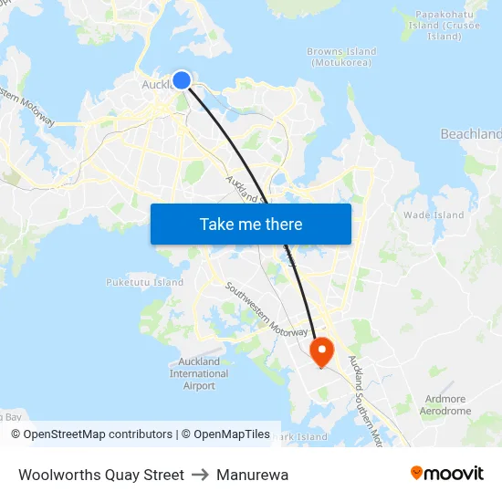 Woolworths Quay Street to Manurewa map