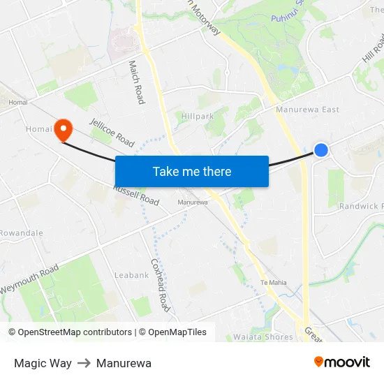 Magic Way to Manurewa map
