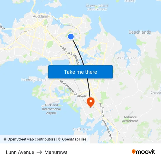 Lunn Avenue to Manurewa map