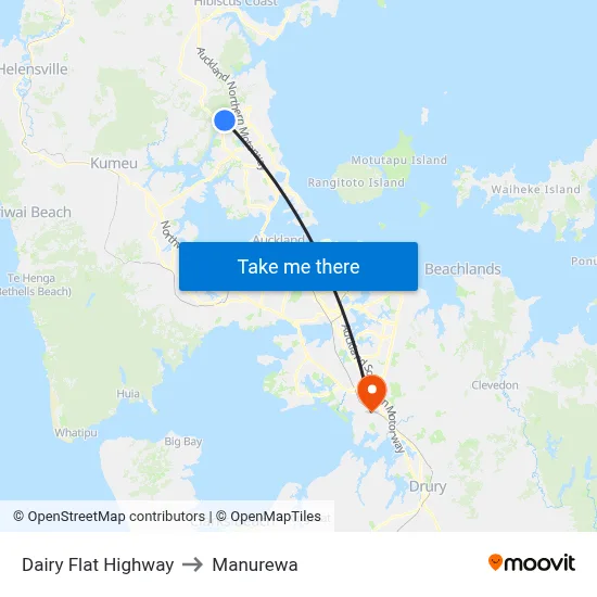 Dairy Flat Highway to Manurewa map