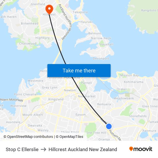 Stop C Ellerslie to Hillcrest Auckland New Zealand map