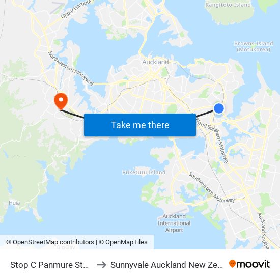 Stop C Panmure Station to Sunnyvale Auckland New Zealand map