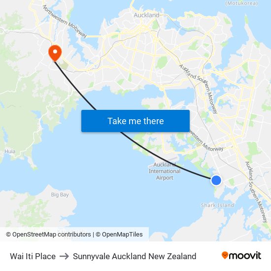 Wai Iti Place to Sunnyvale Auckland New Zealand map