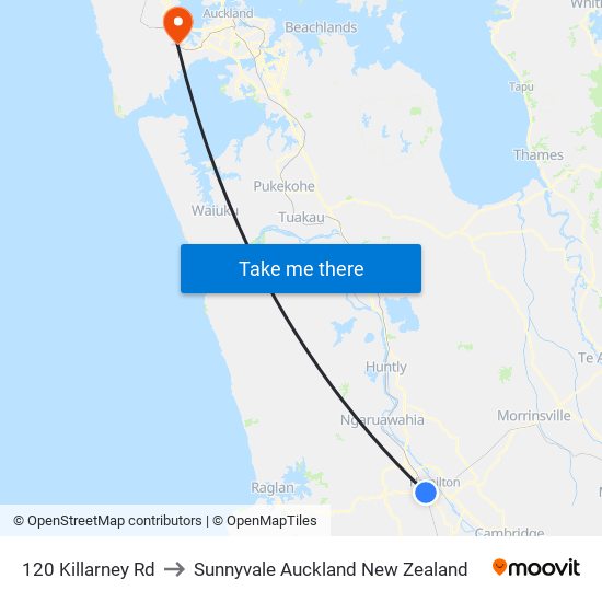 120 Killarney Rd to Sunnyvale Auckland New Zealand map