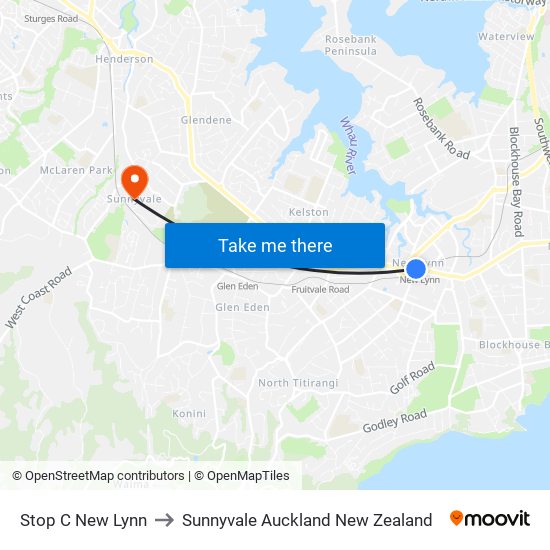 Stop C New Lynn to Sunnyvale Auckland New Zealand map