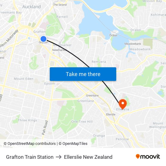 Grafton Train Station to Ellerslie New Zealand map