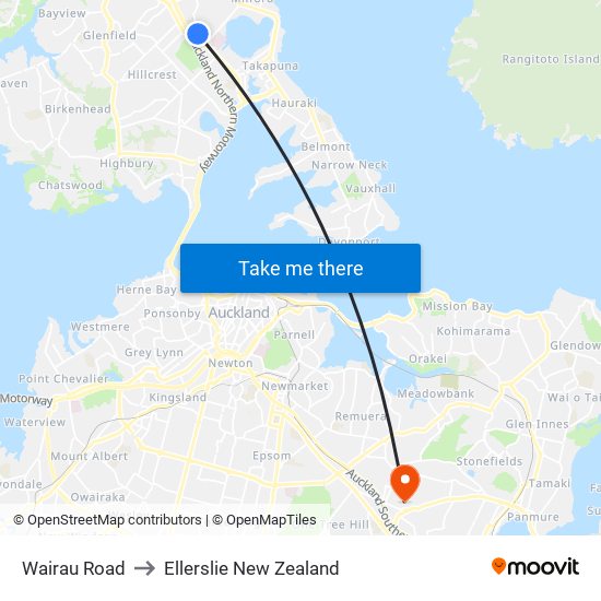 Wairau Road to Ellerslie New Zealand map