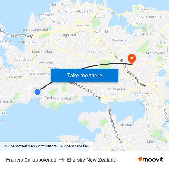 Francis Curtis Avenue to Ellerslie New Zealand map